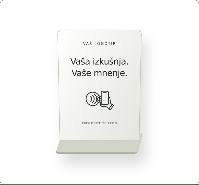 Predlog stojala za ocene s simbolom telefona in brezstičnega dotika